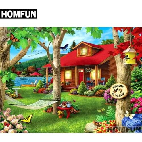 HOMFUN Full Square/Round Drill 5D DIY Diamond Painting "Garden & house" Embroidery Cross Stitch 5D Home Decor Gift A01697