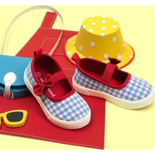 New Fashion Kids Shoes for 2021 Spring and Autumn Girls Baby Canvas Princess Shoes Bowknot Elastic Band Girls Casual Shoes
