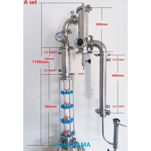 NEW 3"(76mm)OD91 Sanitary Distiller Column,Reflux Tower Combination With 5 Floors 3" Distillation Column And Gin Basket Set