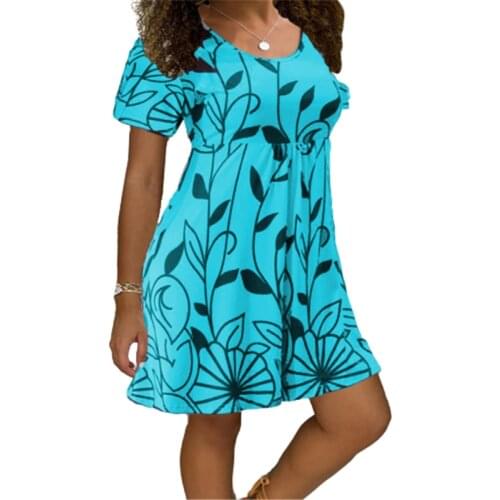 Summer Dress Casual Short Sleeve Slim High Waist Printed Dress Tunic Jacket2021Fashion and Elegant Ladies Dress Plus Size Ladies