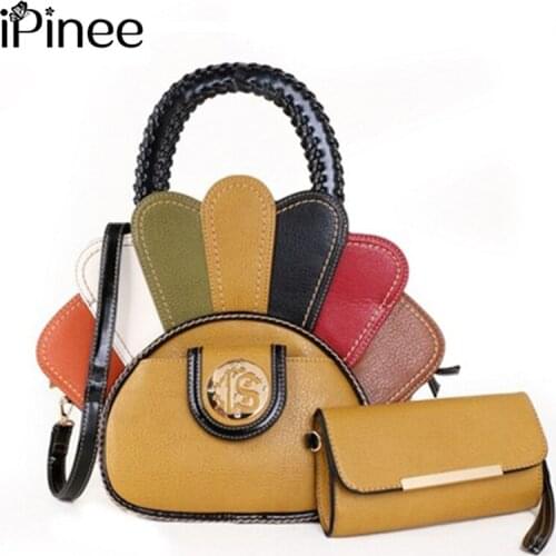 IPinee PU Leather Bag for Women Rainbow Colors Style Female Shoulder Crossbody Bags High Quality Retro big casual Purse