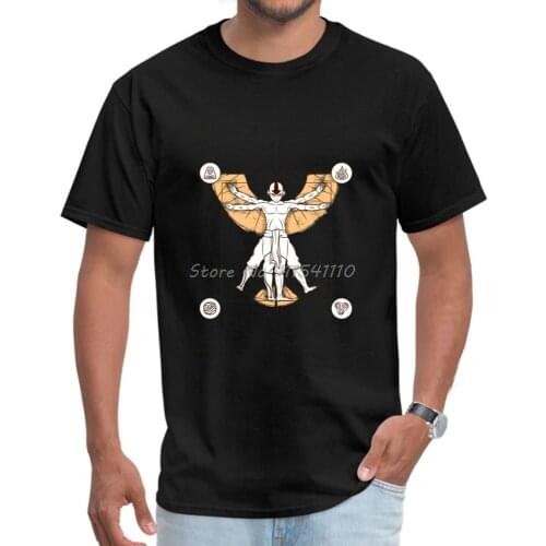 Vitruvian Aang Man Haikyuu Slim Fit Tops Tees Autumn Pure Top T-shirts Crazy Short Sleeve T-Shirt Men Cotton Tees Streetwear