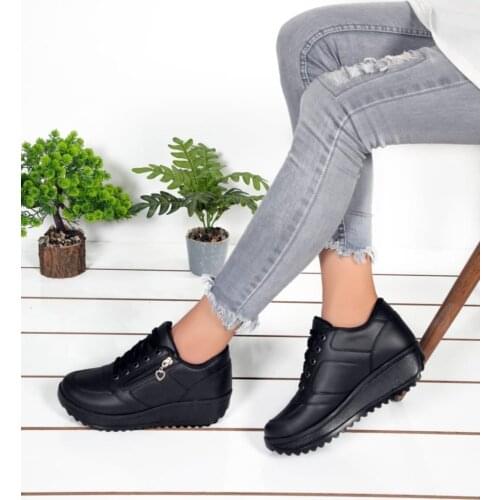 Womens Black Skin Sport Shoes