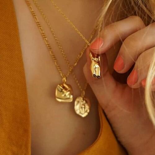 Woman body face pendant necklace stainless steel gold color for women abstract retro vintage fashion necklace harajuku style
