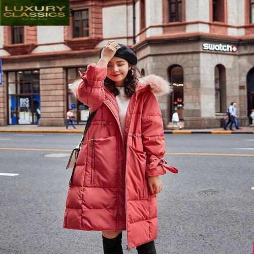 Down Winter Jacket Women Coat Female 80% Duck Down Jacket Womens Long Coats Fit Warm Large Fur Hooded Clothes 2021 LW1551