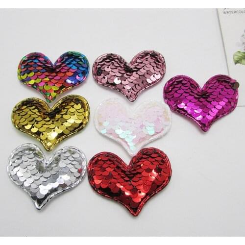 10-50Pcs Color Sequin Stars/Love Hearts Padded Patches DIY Craft Supplies Headwear/Clothing/Shoes Accessories Sequined Appliqued