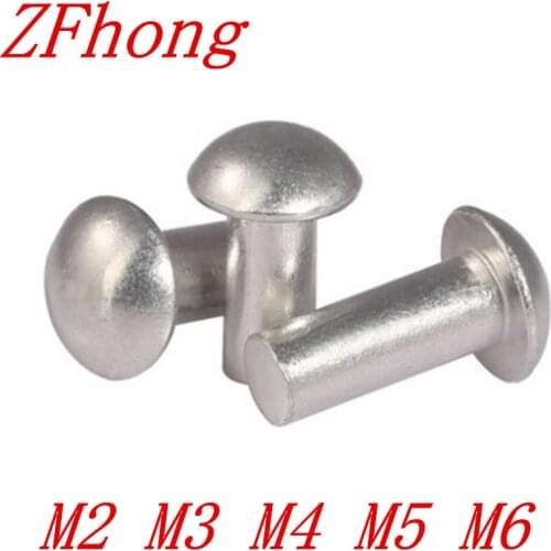 20/50/100Pcs M2 M2.5 M3 M4 M5 M6 GB867 Aluminum Solid Round Head Rivet Alloy Self-plugging Rivet