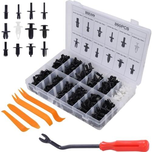 350Pcs 12 Size Mixed Auto Car Fastener Car Bumper Retainer Clips Plastic Push Rivet Door Clip Panel Kit with 5 Removal Tool