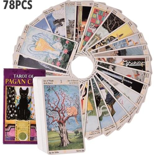 78 Pcs Tarot Of Pagan Cats All English Tarot Board Game Cards Family Gathering Playing Table Board Game
