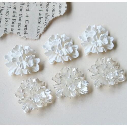 Acrylic Pearl Five Petals Flower Beads For Jewelry Making Bridal Decoration Creamy White Accessories Hot Sale 10pcs/Bag