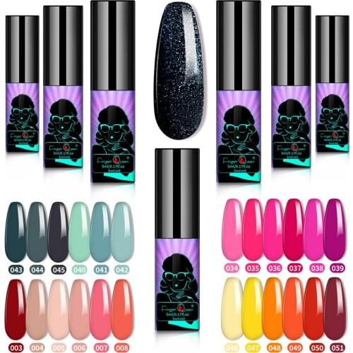 Shiny Manicure set nail art Semi platium UV LED Lamp Nail varnishes Base top coat Gel lacquerNail Gel Polish 5ml
