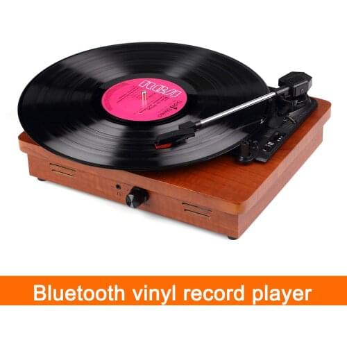 Bluetooth speaker retro phonograph gramophone vinyl record player turntable player headphone output RCA audio output 33/45/78RPM