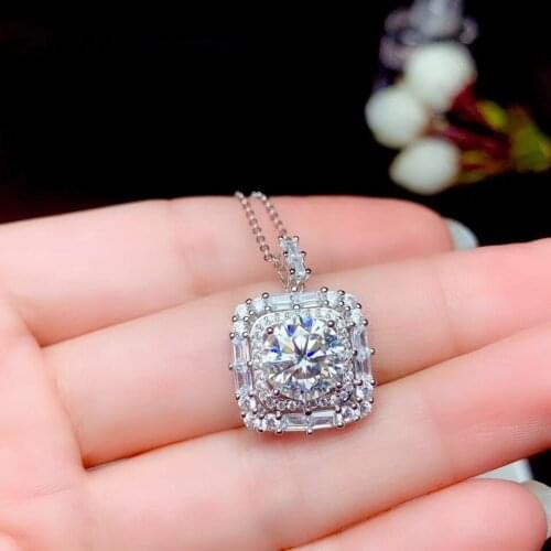 Big size 3 carats gem new style crackling moissanite pendant of necklace real silver jewelry shiny better than diamond girl gift