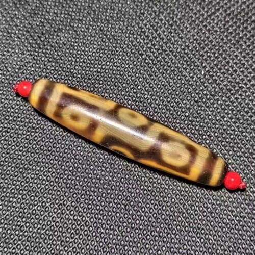 190818 Tibet Old Yellow 9 eyes DZI Beads 12*57mm Agate DZI Beads Men&women Amulet Jewelry DIY Free Shipping