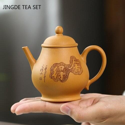 Yixing Handmade Tea Pot Authentic Purple Clay Teapot Kettle Raw Ore Golden Section Mud Teaware Tie Guanyin Tea Ceremony 190ml