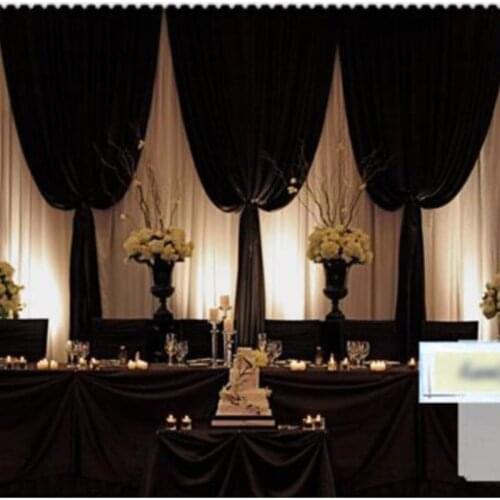 Black and White Wedding Backdrop Stage curtain 10ft x 20ft