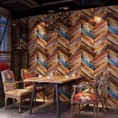 Wood 3d Modern Wallpapers Home Decor Nordic 3d Wall Murals Vintage Blue Background Wall Paper Roll For Walls Bar Wall Covering