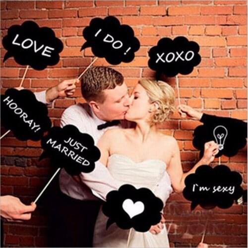11 Pcs Funny Props Colorful Props DIY Dialog Photo Booth for Party Fun Wedding Birthday