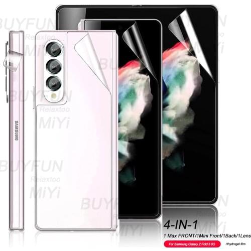 For galaxy fold 3 camera glass 5in1 hydrogel film for samsung z fold3 zfold3 sumsung z-fold 3 back front screen protect not glas
