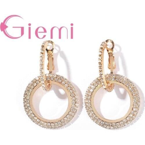 Fashion Paved CZ Stone Circle Earrings Luxury Simple Hoop Loop Earrings For Women Wedding Party 925 Sterling Silver Jewelry