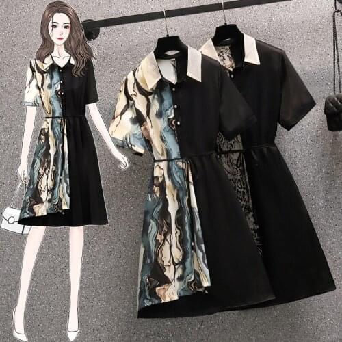 Kekeplus Store Fashion Patchwork Korean Style Mini Dresses 2021 Summer New Elegant Ladies Vintage Dress L-4XL Oversized 182881