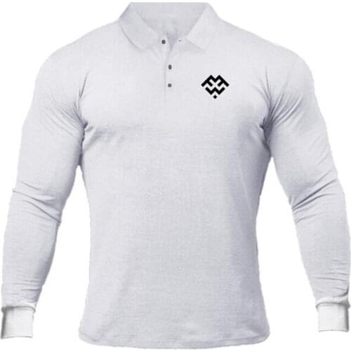 Men Pullover Blouse Muscleguys Polo Shirt Printed Men Shirts Casual Long Sleeve Lapel Shirts Slim Shirts Summer Sport