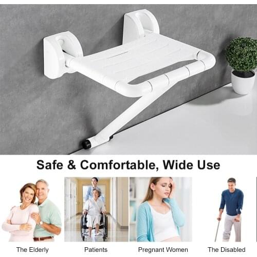 Wall Mounted Bathroom Foldable Stool 330 Lbs Bearing Weight Non-slip Folding Shower Seat Entryway Stool Bench Wall Bath Seat