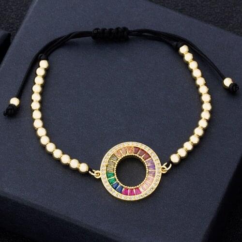 New Arrival Cubic Zirconia Heart Evil Eyes Adjustable Bracelets Copper Beads For Women Couple Charm Girl Bangle Jewelry Gift