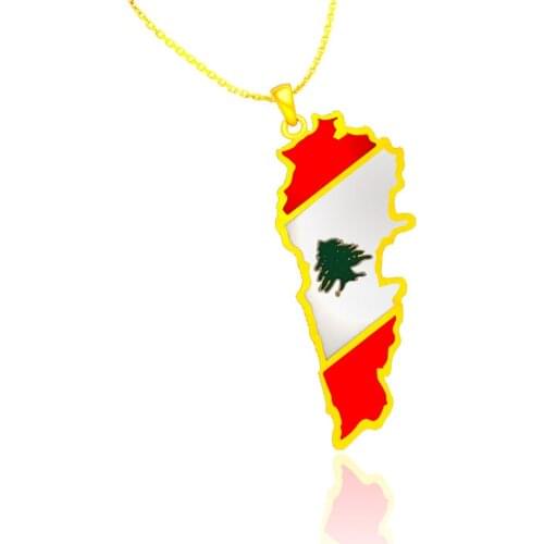 New Fashion Hiphop Lebanon Country Flag&Map Pendant Necklace Stainless Steel Christmas Tree Style For Gift