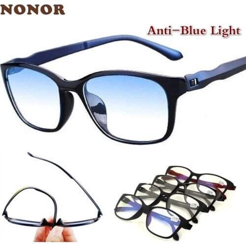 NONOR Blue Light Blocking Reading Glasses Men Women Eyeglasses TR90 Computer Eyewear Female Eyewear Glasses Male Reader 1.5 2.0