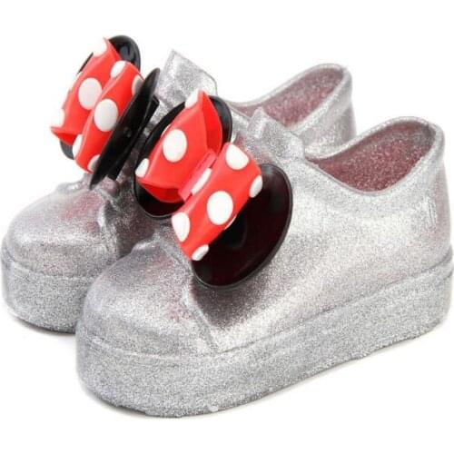 Mickey Bow knot Casual Girl Single Shoes Candy Fruit Jelly Shoes Waterproof Jacket Sandals Shoes