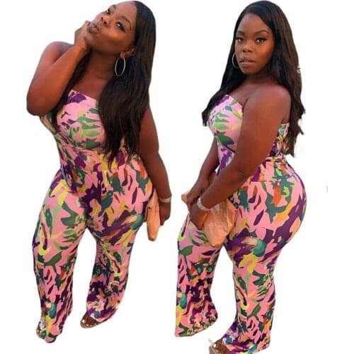 Plus Size Jumpsuit Women 5xl Tie Dye Print Sexy Outfits Elegance Off Shoulder One Piece Outfit Summer Wholesale Dropshipping