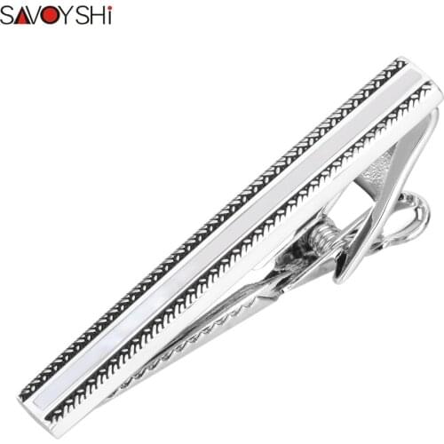 SAVOYSHI Luxury Shell Tie Clips for Men Shirt Necktie Accessories High-end Pattern Tie bar Clamp Tie Pins Jewelry Wedding Gifts