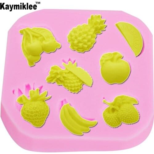 M279 Pineapple Banana Strawberry Fruit Composition UV Resin Silicone Mold Fondant Chocolate Candy Gumpaste Surgarcraft Epoxy Mou