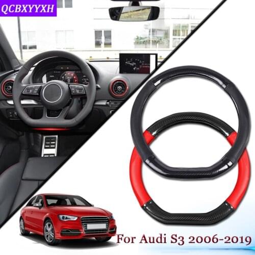 Car Styling Carbon Fiber Leather Car Steering Wheel Cover Car Steering-wheel Hubs Automobiles Accessories For Audi S3 2006-2019