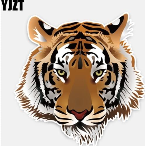 YJZT 14CM*14.2CM Personality Tiger Head PVC Decal Car Sticker Waterproof Accessories 5-0479