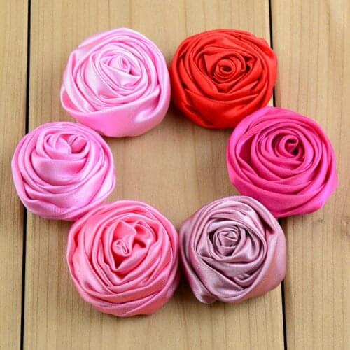 20pcs/lot 3.5cm Mini Satin Roses Flowers 20Colors 3D Rose Flowers Floral For woman Headbands Kids Clothes DIY Accessories TH64