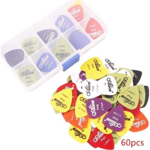 60 Matte Guitar Picks 1 Box Case Combo Alice Bass Mediator Guitarra Plectrums Holder Musical Instrument Thickness Mix 350 Z
