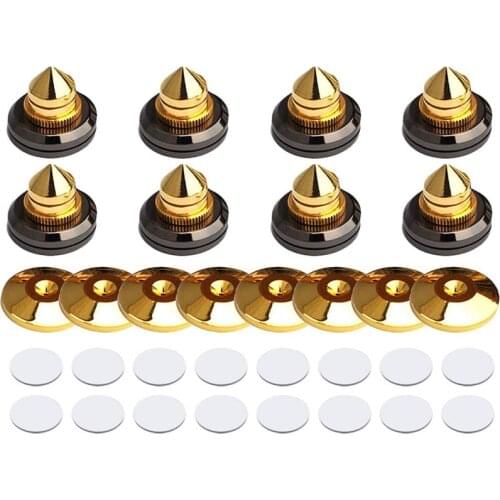 8 Set Golden-Plated Speaker Spikes, Speaker Stands CD Audio Subwoofer Amplifier Turntable Isolation Feet