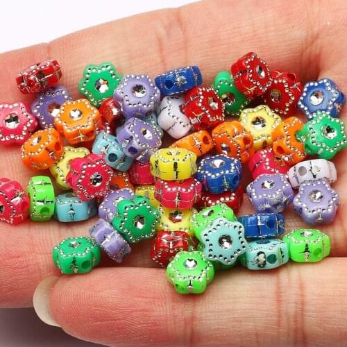 Flower Shape 7x4mm Mixed Color Loose Acrylic Spacer Beads For Jewelry Making DIY Necklace Bracelet Beaded Accessories