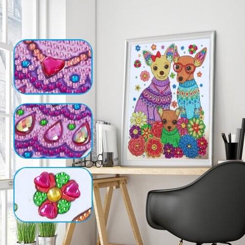 DIY Shaped 5D Diamond Painting Cute Dog Animal Family Sticker Rhinestone Handmade Rhinestone Embroidery Cross Stitch Mosaic