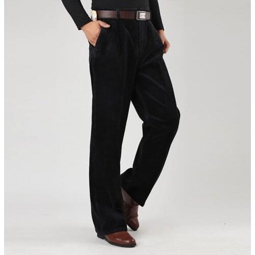 2021 New Winter Mens Thick Corduroy Casual pants Mens Cotton Corduroy Double Pleated High waist Loose Thick trousers Size