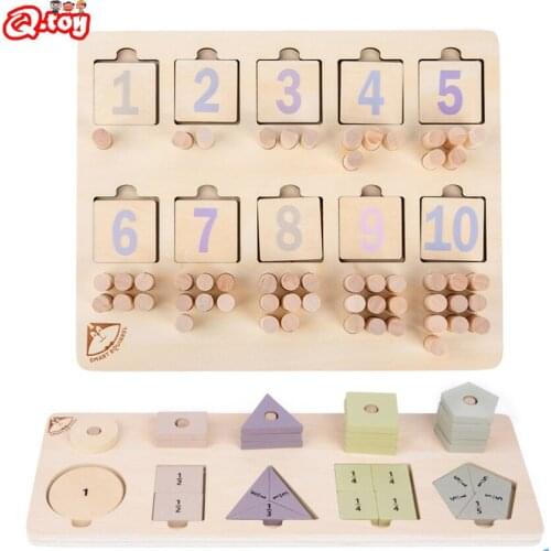 Wooden Geometric Shapes Sorting Math Montessori Puzzle Match Game Preschool Learning Educational Game Baby Toddler Toys