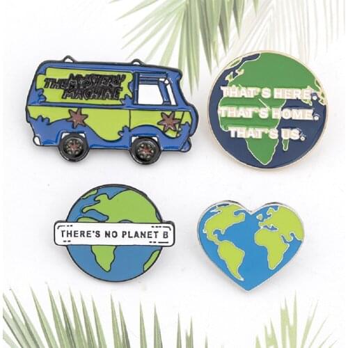 Heres No Planet Climate Change Earth Enamel Pin Save The Earth Environmental Green Eco Sustainable Cute Earth Map Badge Brooch