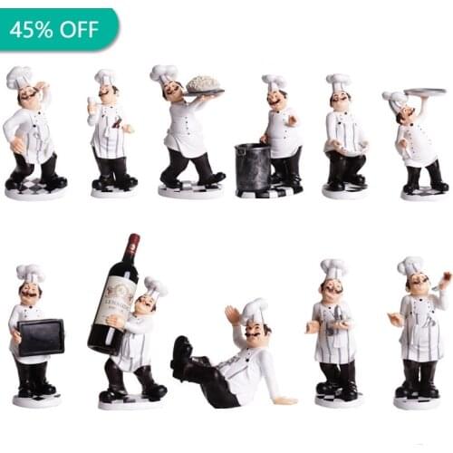 French Decorative Chef Figurine Ornaments - 3D Resin Home Decoration for Gourmet Kitchen Decorations & Collectible Housewarming