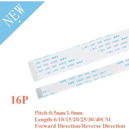 10PCS FPC/FFC Ribbon Flexible Flat Cable 16 Pin 0.5MM/1.0MM Pitch With 6/10/15/20/25/30/40CM Length Forward Reverse Direction