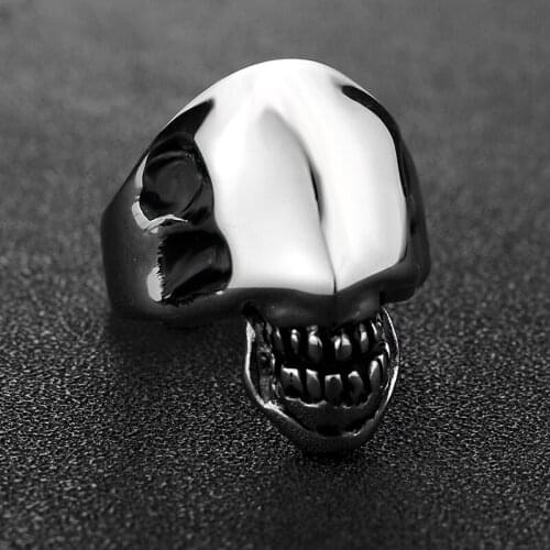 Fine Polished Alien Skull Ring Cool Stainless Steel Motor Biker Ring Men And Women Punk Gothic Jewelry Never Fade