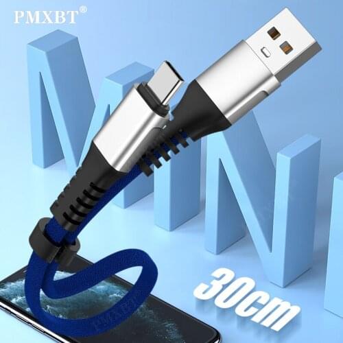 30cm Micro USB Type C Cable Portable Power Bank Phone Cables For Huawei P40 Xiaomi Mi 11 9 Android Mobile Phone USB C Short Wire