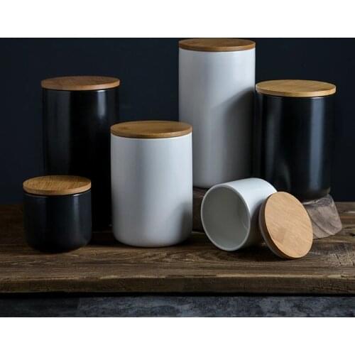 Ceramic Jar with Kitchen Storage Container Storage Bottle Jar Coffee Tea Pot SeasoningSealed Desktop Decoration Cereal Container