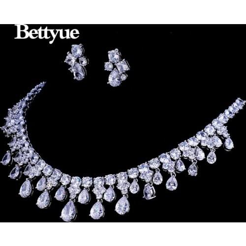 Bettyue Brand Fashion Luxury AAA Cubic Zircon White Gold Wholesale Jewelry Sets For Woman Europe And America Style Wedding Gifts